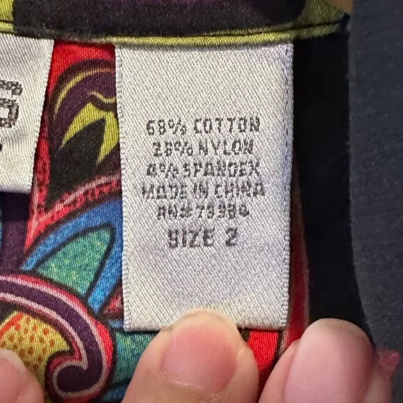 Chico's Women's Black Vibrant Cotton Blend Boho Blazer Size 2, US Large Retro - Picture 12 of 13